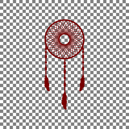 Dream catcher sign. Maroon icon on transparent background.のイラスト素材