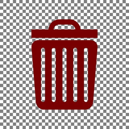 Trash sign illustration. Maroon icon on transparent background.のイラスト素材