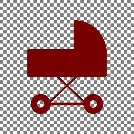 Pram sign illustration. Maroon icon on transparent background.のイラスト素材