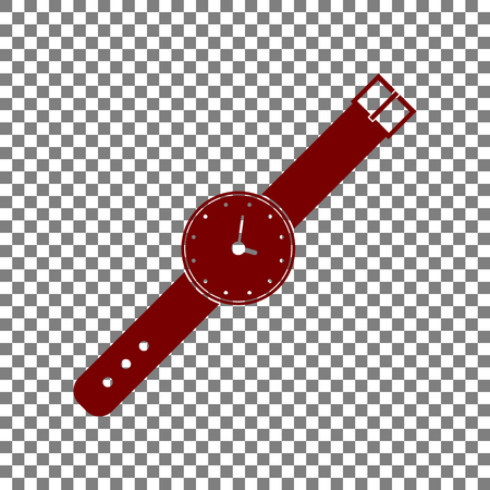 Watch sign illustration. Maroon icon on transparent background.のイラスト素材