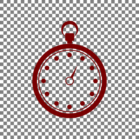 Stopwatch sign illustration. Maroon icon on transparent background.のイラスト素材