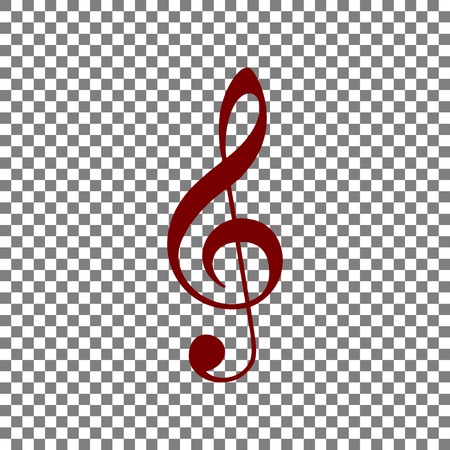Music violin clef sign. G-clef. Treble clef. Maroon icon on transparent background.のイラスト素材