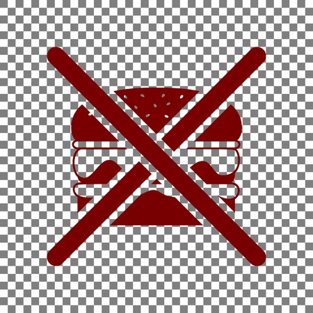 No burger sign. Maroon icon on transparent background.のイラスト素材
