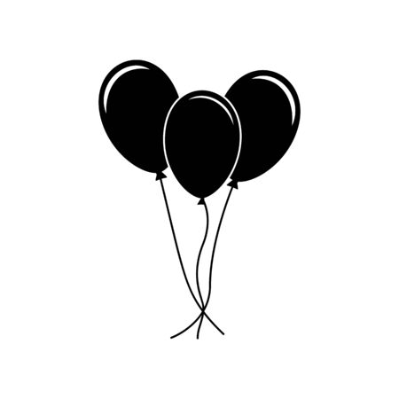 Balloons set sign. Flat style black icon on white.のイラスト素材