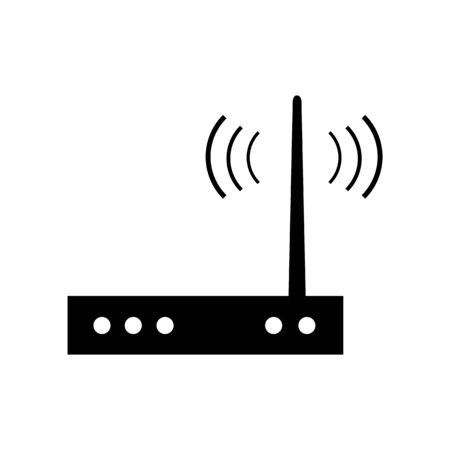 Wifi modem sign. Flat style black icon on white.の写真素材