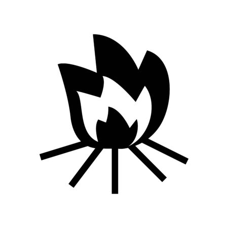 Fire sign. Flat style black icon on white.の写真素材