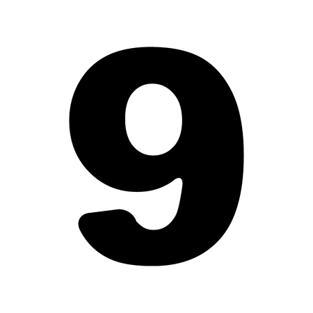 Number 9 sign design template element. Flat style black icon on 