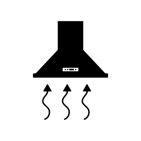 Exhaust hood. Range hood. Kitchen ventilation sign. Flat style black icon on white.のイラスト素材