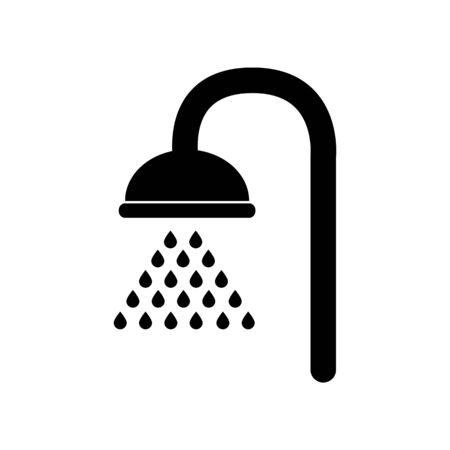 Shower sign. Flat style black icon on white.のイラスト素材