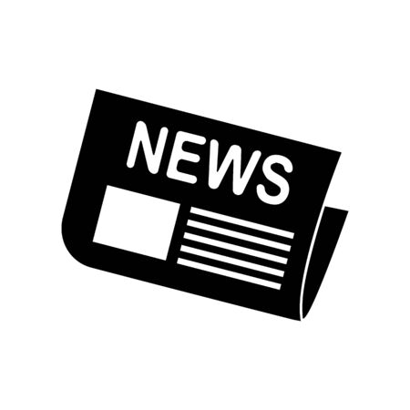 Newspaper sign. Flat style black icon on white.のイラスト素材