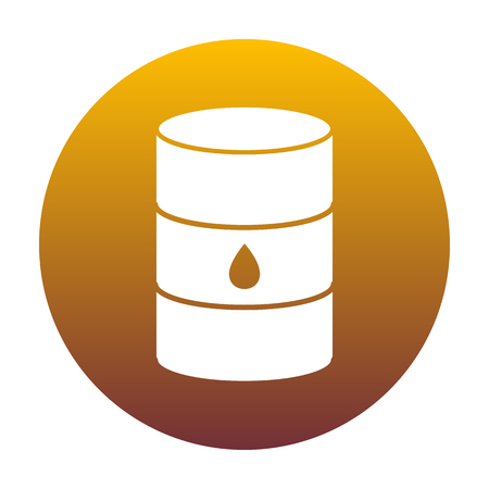Oil barrel sign. White icon in circle with golden gradient as background. Isolated.のイラスト素材