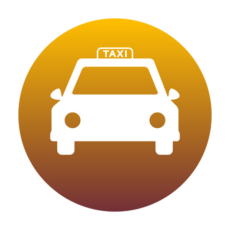 Taxi sign illustration. White icon in circle with golden gradient as background. Isolated.のイラスト素材