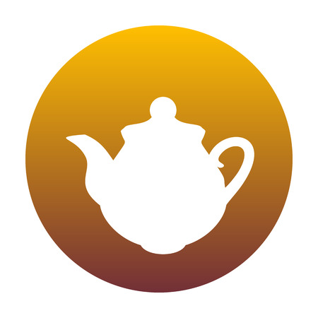 Tea maker Kitchen sign. White icon in circle with golden gradient as background. Isolated.のイラスト素材