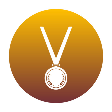 Medal simple sign. White icon in circle with golden gradient as background. Isolated.のイラスト素材