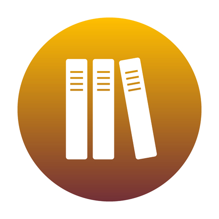 Row of binders, office folders icon. White icon in circle with golden gradient as background. Isolated.のイラスト素材