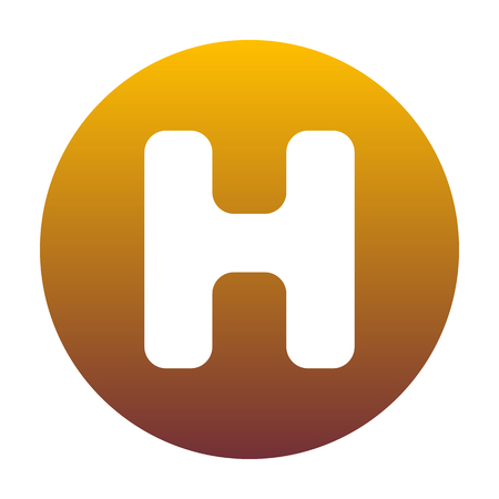 Letter H sign design template element. White icon in circle with golden gradient as background. Isolated.のイラスト素材