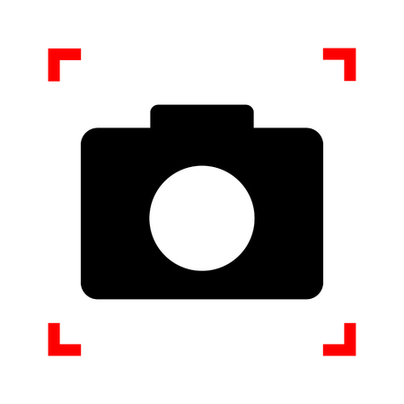 Digital camera sign. Black icon in focus corners on white background. Isolated.のイラスト素材