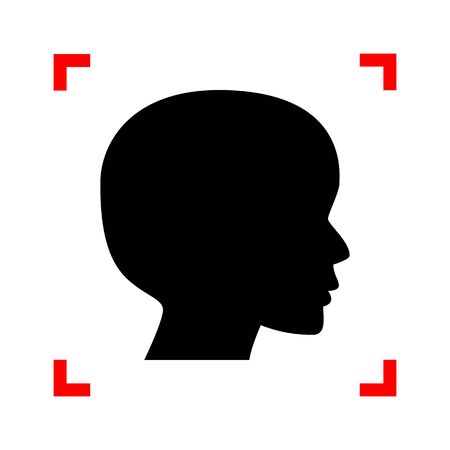 People head sign. Black icon in focus corners on white background. Isolated.のイラスト素材