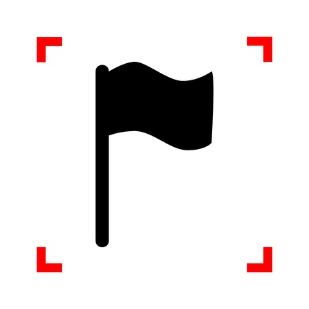 Flag sign illustration. Black icon in focus corners on white background. Isolated.のイラスト素材
