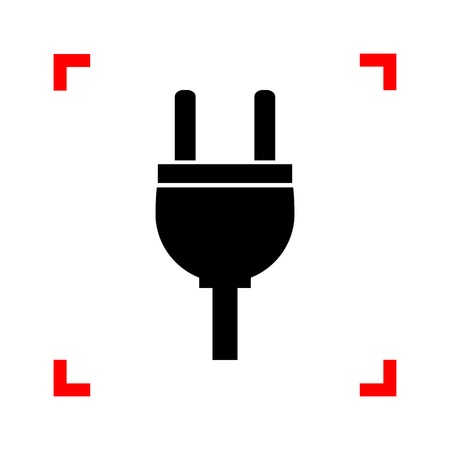 Socket sign illustration. Black icon in focus corners on white background. Isolated.のイラスト素材