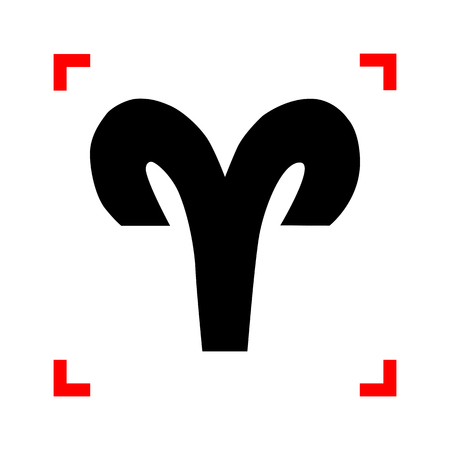 Aries sign illustration. Black icon in focus corners on white background. Isolated.のイラスト素材