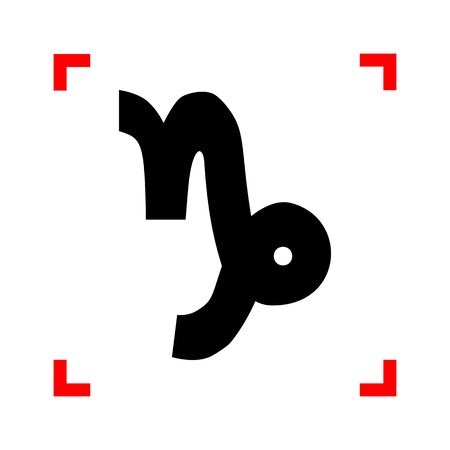 Capricorn sign illustration. Black icon in focus corners on white background. Isolated.のイラスト素材
