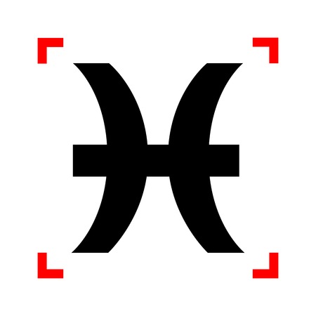 Pisces sign illustration. Black icon in focus corners on white background. Isolated.のイラスト素材