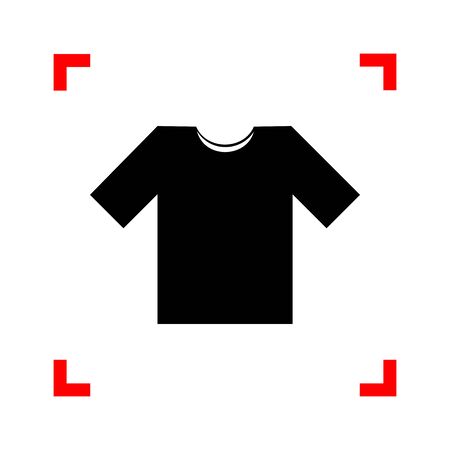 T-shirt sign illustration. Black icon in focus corners on white background. Isolated.のイラスト素材