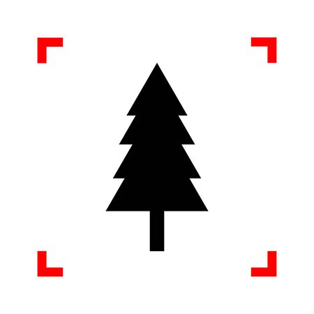 New year tree sign. Black icon in focus corners on white background. Isolated.のイラスト素材