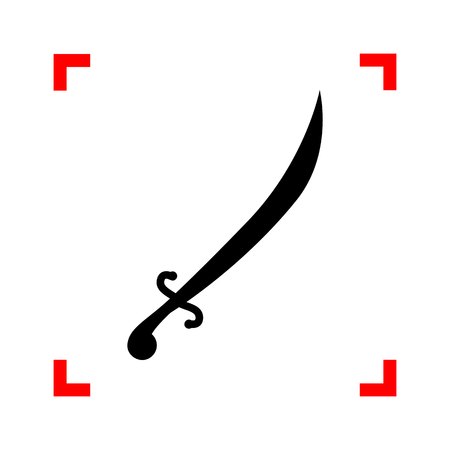 Sword sign illustration. Black icon in focus corners on white background. Isolated.のイラスト素材