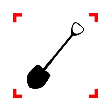 Shovel to work in the garden. Black icon in focus corners on white background. Isolated.のイラスト素材