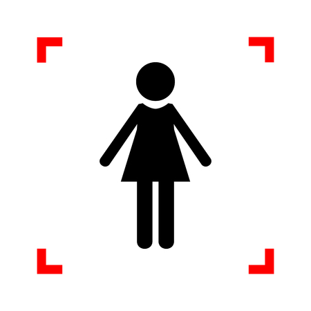 Woman sign illustration. Black icon in focus corners on white background. Isolated.のイラスト素材