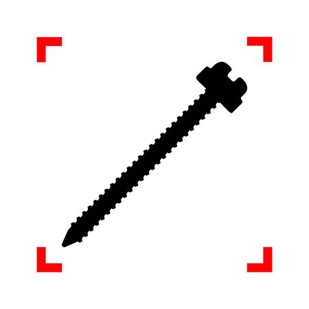 Screw sign illustration. Black icon in focus corners on white background. Isolated.のイラスト素材