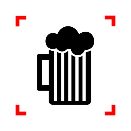 Glass of beer sign. Black icon in focus corners on white background. Isolated.のイラスト素材