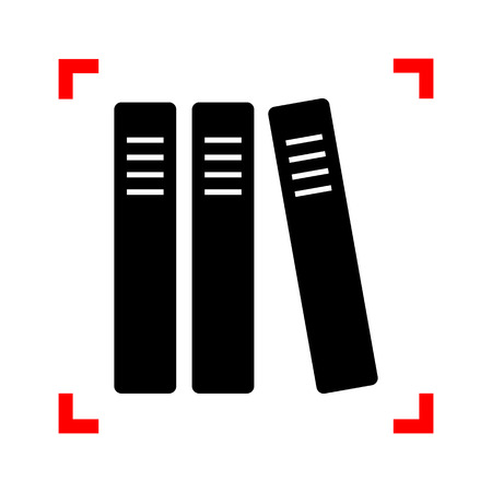 Row of binders, office folders icon. Black icon in focus corners on white background. Isolated.のイラスト素材