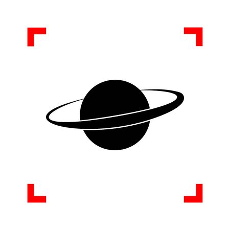 Planet in space sign. Black icon in focus corners on white background. Isolated.のイラスト素材