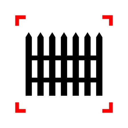 Fence simple sign. Black icon in focus corners on white backgrouのイラスト素材