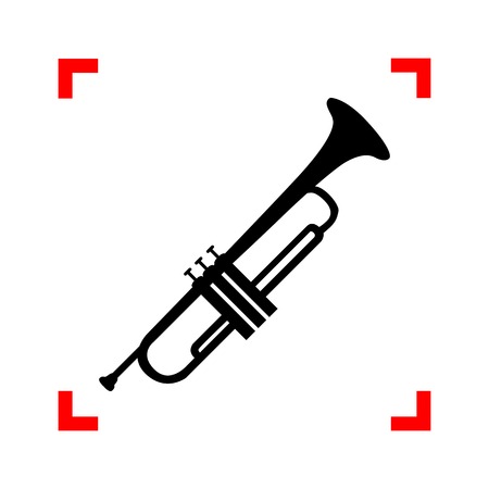 Musical instrument Trumpet sign. Black icon in focus corners on white background. Isolated.のイラスト素材