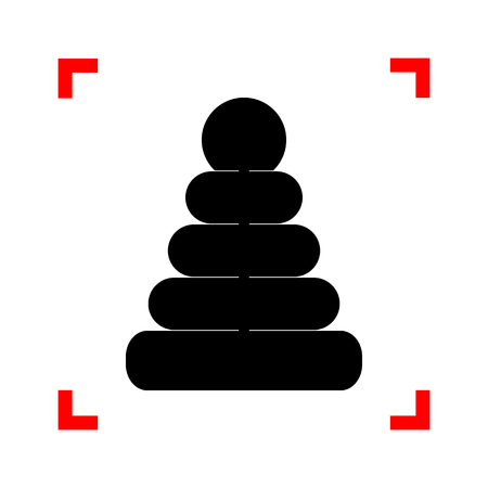 Pyramid sign illustration. Black icon in focus corners on white background. Isolated.のイラスト素材