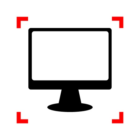 Monitor with brush sign. Black icon in focus corners on white background. Isolated.のイラスト素材