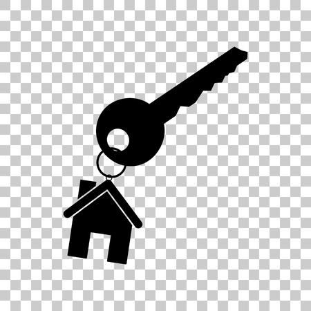 key with keychain as an house sign. Black icon on transparent baのイラスト素材