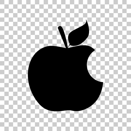 Bite apple sign. Black icon on transparent background.のイラスト素材