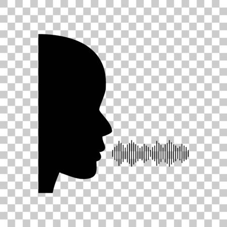 People speaking or singing sign. Black icon on transparent backgのイラスト素材