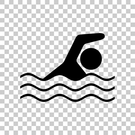 Swimming water sport sign. Black icon on transparent background.のイラスト素材
