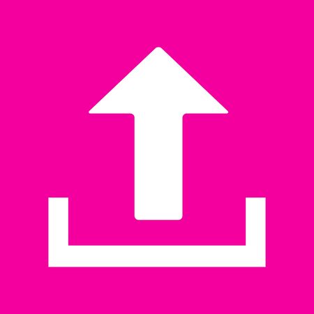 Upload sign illustration. White icon at magenta background.のイラスト素材