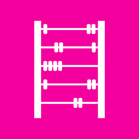 Retro abacus sign. White icon at magenta background.のイラスト素材