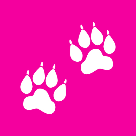 Animal Tracks sign. White icon at magenta background.のイラスト素材