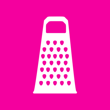 Cheese grater sign. White icon at magenta background.のイラスト素材