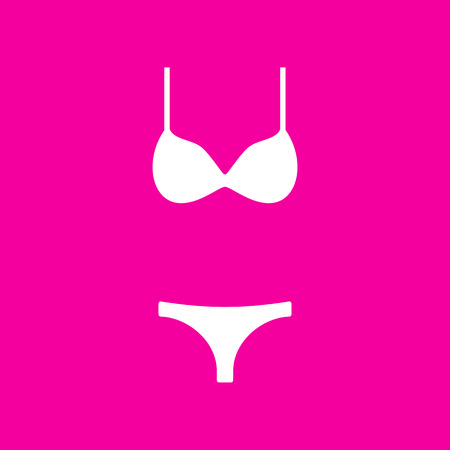 Women wimsuit sign. White icon at magenta background.のイラスト素材