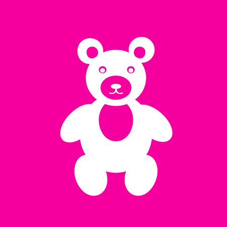 Teddy bear sign illustration. White icon at magenta background.のイラスト素材